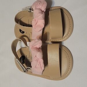 Myggpp baby girl chambray bowknot open-toe non-slip princess sandals 0-6 Months